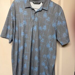 Travis Mathew Charcoal and Sky Blue Polo